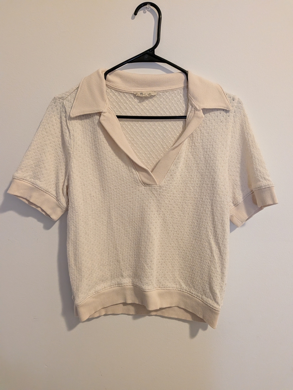 Madewell Cream Short-Sleeve Knit Polo